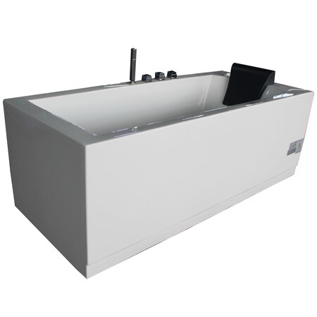 Eago 6Ft Acrylic White Rectangular Whirlpool Bathtub w Fixtures AM154ETL-L6